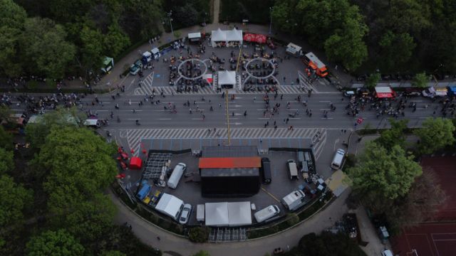 Staging area of a food festival in Bucharest